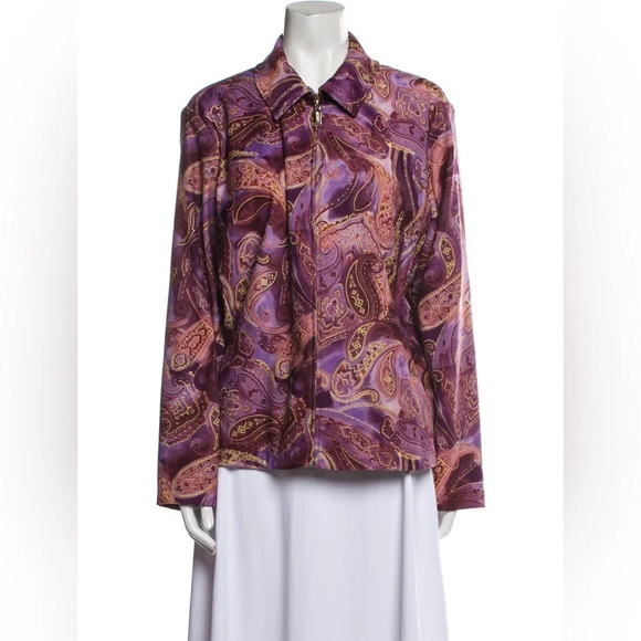 ST. JOHN SPORT‎ by MARIE GRAY Vintage Paisley Zip Front Blazer Jacket - Picture 1 of 8